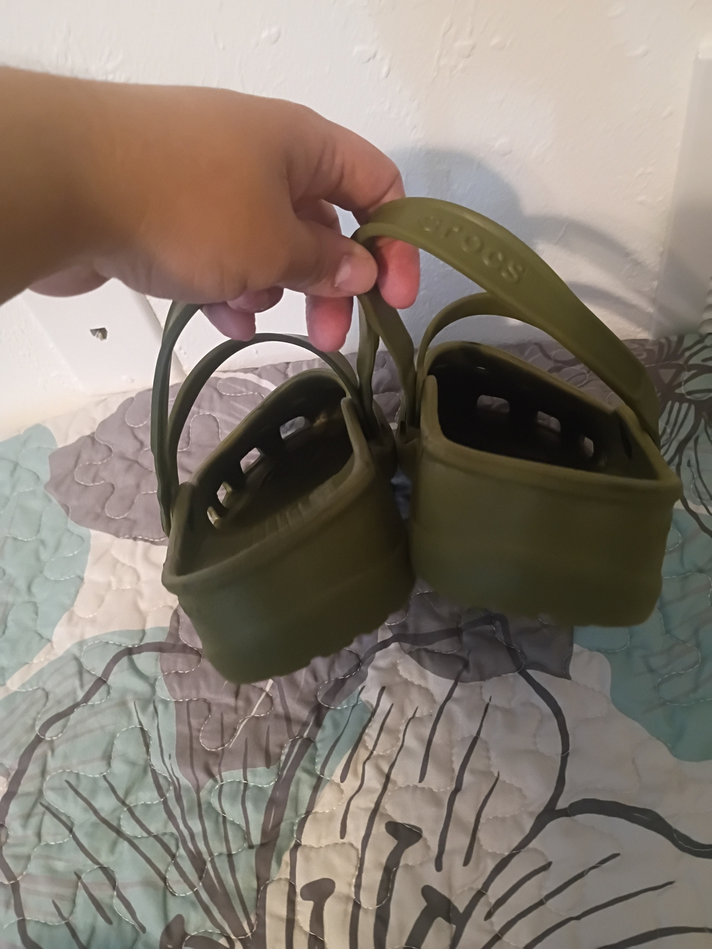Olive Green Slip-On Clog Shoes - Picture 9 of 11